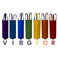 SIMPLY BEAUTIFUL ALWAYS Label Rainbow Wine Bags | Reusable Carry Wine Bottle Gift Bags with Handles for Wedding Birthday Housewarming Christmas Party Supplies, Multicolor (Pack Of 7) 14 inches (1 Ltr)
