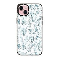 CASETiFY Compact Case for iPhone 15 Plus [2X Military Grade Drop Tested / 4ft Drop Protection] - Elegant Pastel Blue Vintage Butterfly Floral - Clear Black