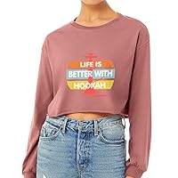 Life is Better with Hookah Cropped Long Sleeve T-Shirt - Unique Gifts - Hookah Lovers Gifts