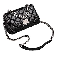 Andongnywell Ladies Quilted Handbags Womens Pu Leather Flap Shoulder Bag Quilted Crossbody Bags with Chain