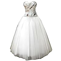Women's Camouflage Sweetheart Wedding Dresses for Bride Camo Satin Bridal Ball Gown
