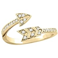 PIERA 10K White Gold Diamond Arrow Wrap Ring 7/16 inch wide, sizes 5-10