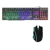 Rainbow Gaming Keyboard and Mouse Combo,LED Backlit Light up Full-Sized 104 Keys Gaming Keyboard with Colorful Gaming Mouse for PS4 Mac Laptop Gamer