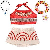 Lito Angels Baby Toddler Girls 2 Pieces Princess Tankini Swimwear Swimsuit Swim Skirt Bathing Suits with Accessories, Red