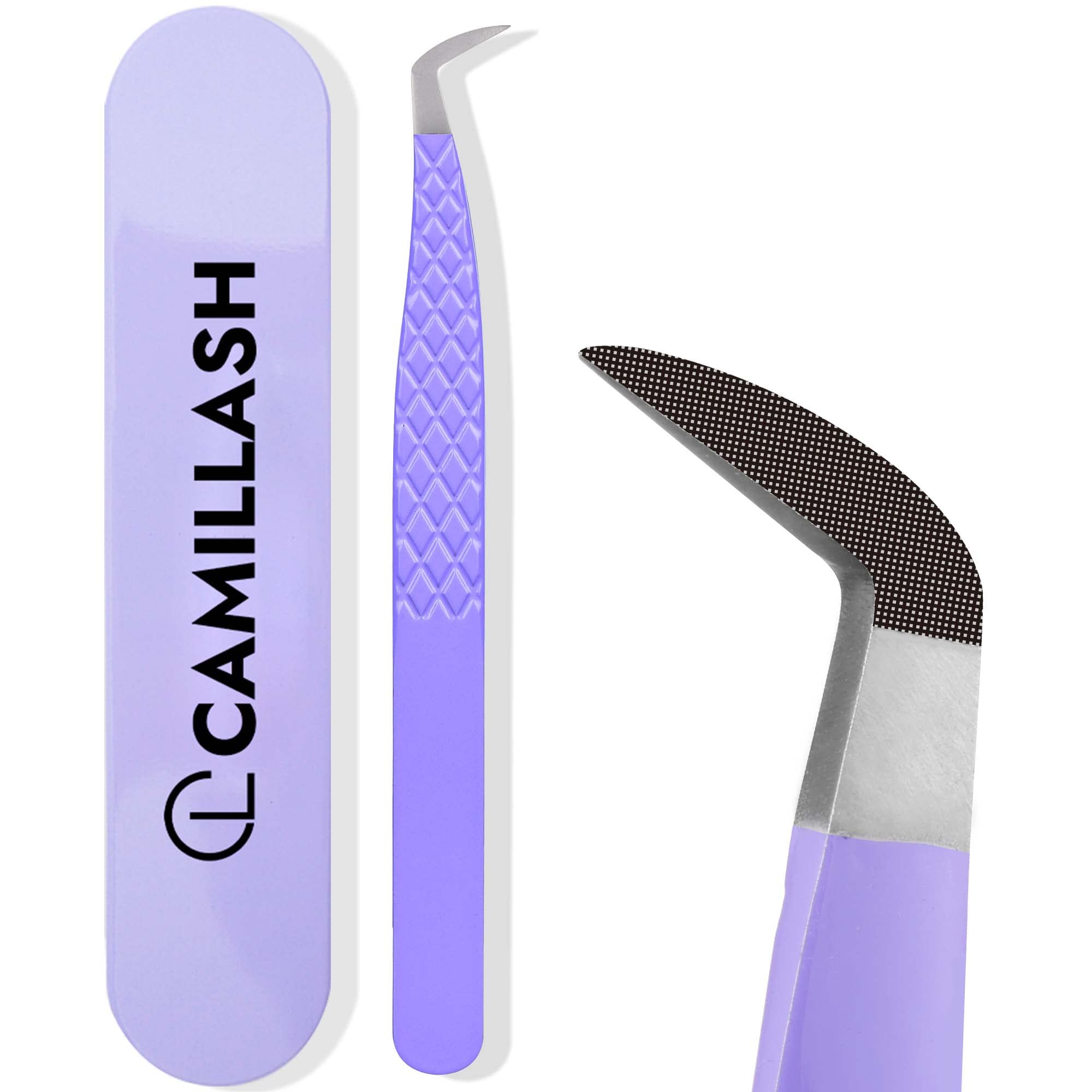 Fiber Tip Lash Tweezers For Eyelash Extension Tweezers Professional Artist Tech Work Kit Tools,Best Volume Eyelash Lashes Extensions Purple Tweezers Precision Supplies (Volume)