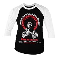 Jimi Hendrix Officially Licensed Live in New York Baseball 3/4 Sleeve T-Shirt