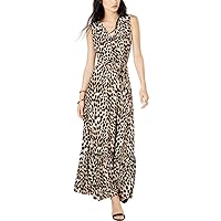 INC Womens Cheetah Print Wrap Maxi Dress, Brown, Medium