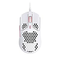 HyperX Pulsefire Haste – Gaming Mouse – Ultra-Lightweight, 60g, Honeycomb Shell, Hex Design, Hyperflex USB Cable, Up to 16000 DPI, 6 Programmable Buttons - White/Pink (Renewed)