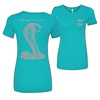 Ford Mustang Licensed Official Gray Snake Ford 50 Mustang 50 Years Front and Back Womens T-Shirts Fit