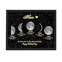Oniginal Personalized Family Moon Phase Canvas Poster Wall Art - Custom Kids Name Date of Birth Night Sky Lunar Print,Mothers Day Birthday Gift for Mom Dad Grandpa Grandma