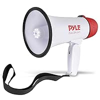 Pyle 30W PA Bullhorn Megaphone Speaker with Built-in Siren & LED Lights - Adjustable Volume Control for Football, Soccer, Baseball, Basketball, Cheerleading, Fans, Coaches & Safety Drills