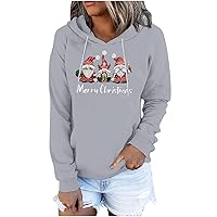 Anjikang Fashion Hoodies for Women Christmas Gnome Print Sweatshirt Loose Lightweight Pullover Fall Long
