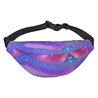 Blue Pink and Purple Pastel Colors Adjustable Belt Hip Bum Bag Fashion Water Resistant Hiking Waist Bag for Traveling Casual Running Hiking Cycling
