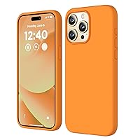 Compatible with iPhone 15 Pro Max Case, Liquid Silicone Case, Full Body Shockproof Protective Cover Slim Thin Phone Case with Soft Anti-Scratch Microfiber Lining, 6.7 inch-Orange