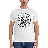 Men's Cotton T-Shirt Tees, Sunflower Trunk Graphic Fashion Short Sleeve Tee S-6XL