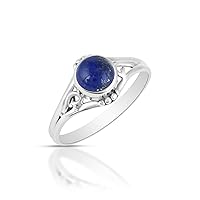 Natural Lapis Lazuli Gemstone 925 Sterling Silver Stylish Latest Wedding Anniversary Bridal Ring Jewelry For Girls