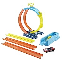 Hot Wheels Track Builder Playset Split Loop Pack & 1 Toy Car in 1:64 Scale, Compatible with Other Sets
