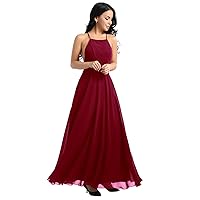 YiZYiF Women's Halter Chiffon Prom Evening Dress Bridesmaid Long Backless Formal Party Gowns