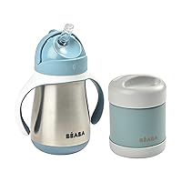 Beaba Stainless Steel Straw Sippy Cup Stainless Steel Insulated Food Jar