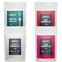 Judee's Small Valentine's Day Decorating Bundle - Great for Decorating Cookies and Cakes - Contains Royal Icing Mix 8 oz, Red Sprinkles 4 oz, Pink Sprinkles 4 oz, White Sprinkles 4 oz