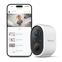 Sense-U Baby Security Camera 2 for Outdoor or Indoor, HD Smart Monitor for Baby, Pet, Human, with Night Vision, PIR Motion Detection, Siren Alarm, No Monthly Fee