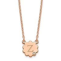 Jewels By Lux Initial Flower with Diamond Cable Chain Necklace (Length 18 in)