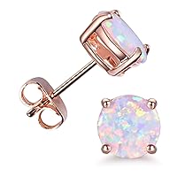 CERSLIMO Multi Colors fire Opal Stud Earrings Birthstone Earrings For Women 8mm