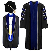 Deluxe Doctoral Graduation Gown Hood and Tam 6Sided Package