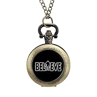 Believe Bigfoot Pocket Watches for Men with Chain Digital Vintage Mechanical Pocket Watch