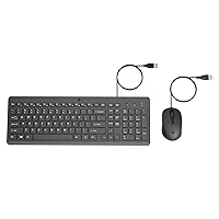 150 Wired Mouse and Keyboard Combo - Full-Sized, Low-Profile Keyboard with Numeric Keypad - 1600 DPI Optical Sensor, Multi-Surface Wired Mouse - USB Plug-and-Play Connectivity (240J7AA, Black)