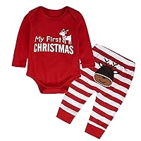 New Born Clothes for Boys Toddler Boys Girls Christmas Winter Long Sleeve Christmas Letter Boys Pants (A, 18-24 Months)