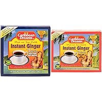 Caribbean Dreams Instant Ginger Tea Un-Sweetened, 0.14 Oz, 14 Sachets + Sweetened 6.35 oz, 10 Sachets