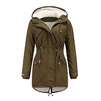 Women Winter Hoodies Coats Warm Thicken Zipper Jackets Outwear Waist Drawstring Pocket (run small, order two size up)