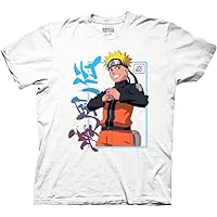 Ripple Junction Naruto Shippuden Men's Short Sleeve T-Shirt Fist in Hand Hidden Leaf Village Symbol Frame Officially Licensed