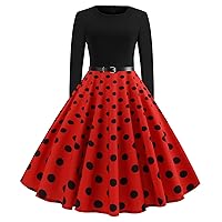 Women's Polka Dot Retro Vintage Style Cocktail Party Swing Dress Formal Church Dress 2024 Wedding Guest Fall Dresses