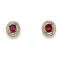 Ruby Oval and Diamond Stud Earrings 2.29 carats. Set in 18KWG/YG