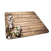 Rustic Square fitted tablecloth, Spring Flowering Tree Branch on Weathered Wooden Blooming Orchard Image, Elastic edge, indoor/outdoor dining table cover, Fit for 47