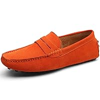 WUIWUIYU Men's Loafers Casual Slip On Shoes Soft Penny Loafers for Men Lightweight Suede Big Size Driving Boat Shoes Moccasins