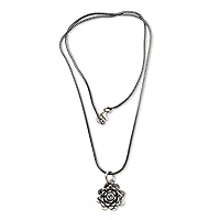 NOVICA Handmade Blue Topaz Flower Necklace .925 Sterling silver Pendant Indonesia Floral Birthstone 'Sacred Blue Lotus'