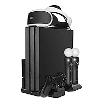 TNP Vertical Stand w/ Dual Cooling Fans for PS 4 / Slim / Pro, Charging Station Support Dock Mount Holder for PlayStation VR Processor, PS Move Navigation Control, Dual Shock 4 Controller & VR Headset