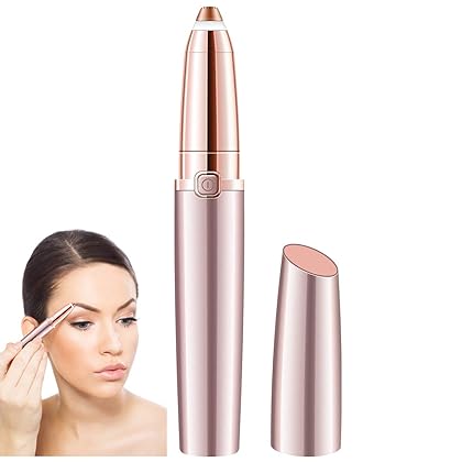 Painless Eyebrow Hair Remover for Women,Portable Eyebrow Trimmer Razor with LED Light,Lipstick-Sized Eye brow Epilator,Facial Hair Shaver For Good Finishing (Rose Gold)