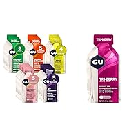 GU Energy Original Sports Nutrition Gel 24-Count Assorted Fruity Flavors and 8-Count Tri-Berry Bundle