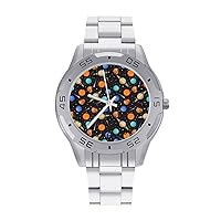 Solar System Planets and Stars Formal Quartz Watch Business Dress Bracelet Watch Stainless Steel Wrist Watch Easy to Read