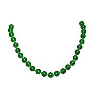 Green Agate Stone Necklace Choker Pearl Jewellery for Women Girls Length-45cm, Stone Size 9-10mm with Rhodium Plated Hook