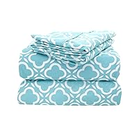 Ramesses Bedding Sheet Set King-Polyester Printed Microfiber Plush Flannel Bedding-Stain Resistant-Soft and Durable-4-Piece Bedding(Blue,King)
