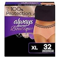 Always Discreet Boutique Adult Incontinence & Postpartum Underwear For Women, Size X-Large, Peach, Maximum Absorbency, Disposable, 16 Count x 2 Packs (32 Count total) (Packaging May Vary)