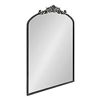 Kate and Laurel Arendahl Traditional Arch Mirror, 24 x 36, Antique Black, Baroque Inspired Wall Decor