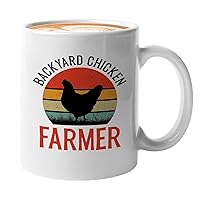 Farmer Coffee Mug 11oz White - Backyard Chicken Farmer - Funny Farming Garden Tractors Peasant Cultivator Agriculturist Pet Country Egg