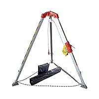 Heavy duty tripod kit 1200IBS winch for Emergency Rescue, Industrial Tripod Lifting Equipment Rescue Device Kits with Adjustable Feet, for Exploration Well/Tunnel/Sewer, 140×40×46cm