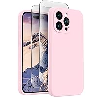 FireNova Designed for iPhone 15 Pro Max Case, Silicone Upgraded [Camera Protection] for iPhone 15 ProMax Case with [2 Screen Protectors], Anti-Scratch Microfiber Lining, 6.7 inch, Chalk Pink
